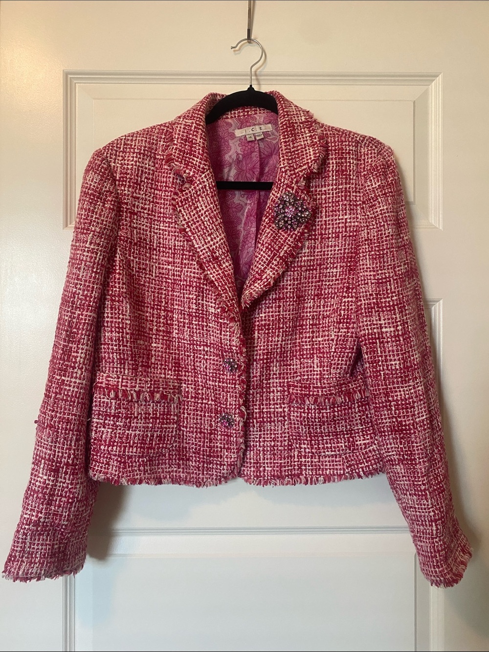 Y2K Pink and Red Elle Woods Tweed Women's Blazer Jacket